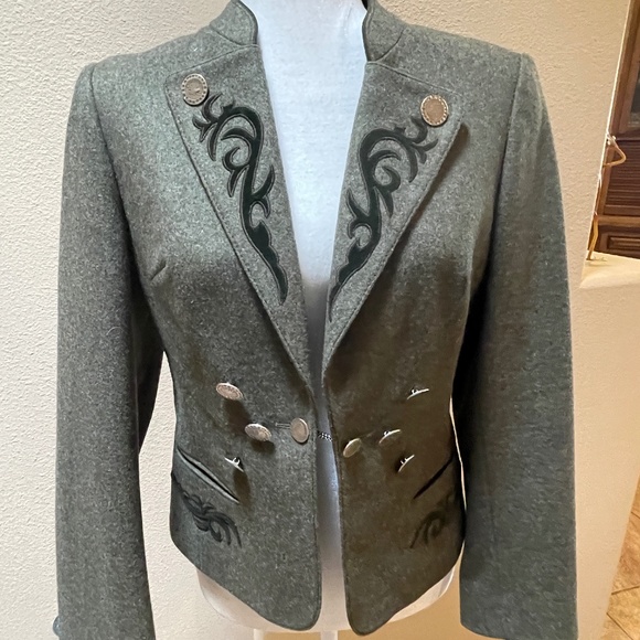 Erzherzog Johann Loden Jackets & Blazers - Vintage Erzherzog Johann Loden Green Wool Embroidered Blazer Size 38 (Small)